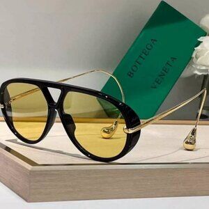 BOTTEGA VENETA Sunglasses BV1273 Black Gold Frame Yellow Lensd